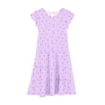 thumbnail image 4 of Spazoro Girls Tiered Midi Dress, Ruffled Long Sleeve Crew Neck Floral Print Summer Casual Party Dress Purple Size 6, 4 of 5