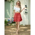 thumbnail image 3 of JWD Women's Short Skirt Summer Pleated Elastic Short Skirt Drawstring Mini Skirts Dragon fruit red S, 3 of 10