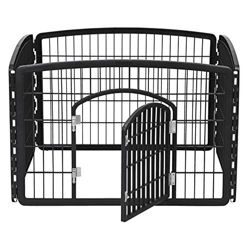Open Box IRIS 585604 Pet Playpen with Door, 24-Inch, 4 Panel Pen, Black