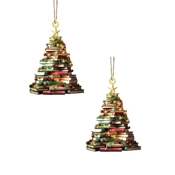 Leojiow 2Pcs Hanging Artificial Christmas Tree Wall Hanging Decoration Chrismas Tree Xmas Door Hainging Christmas Tree Indoor And Outdoor Decoration Party Supplies Books By Tree Holidays One Size