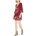 thumbnail image 1 of French Connection Womens Belted Faux Wrap Ruffled Dress, Red, 0, 1 of 1