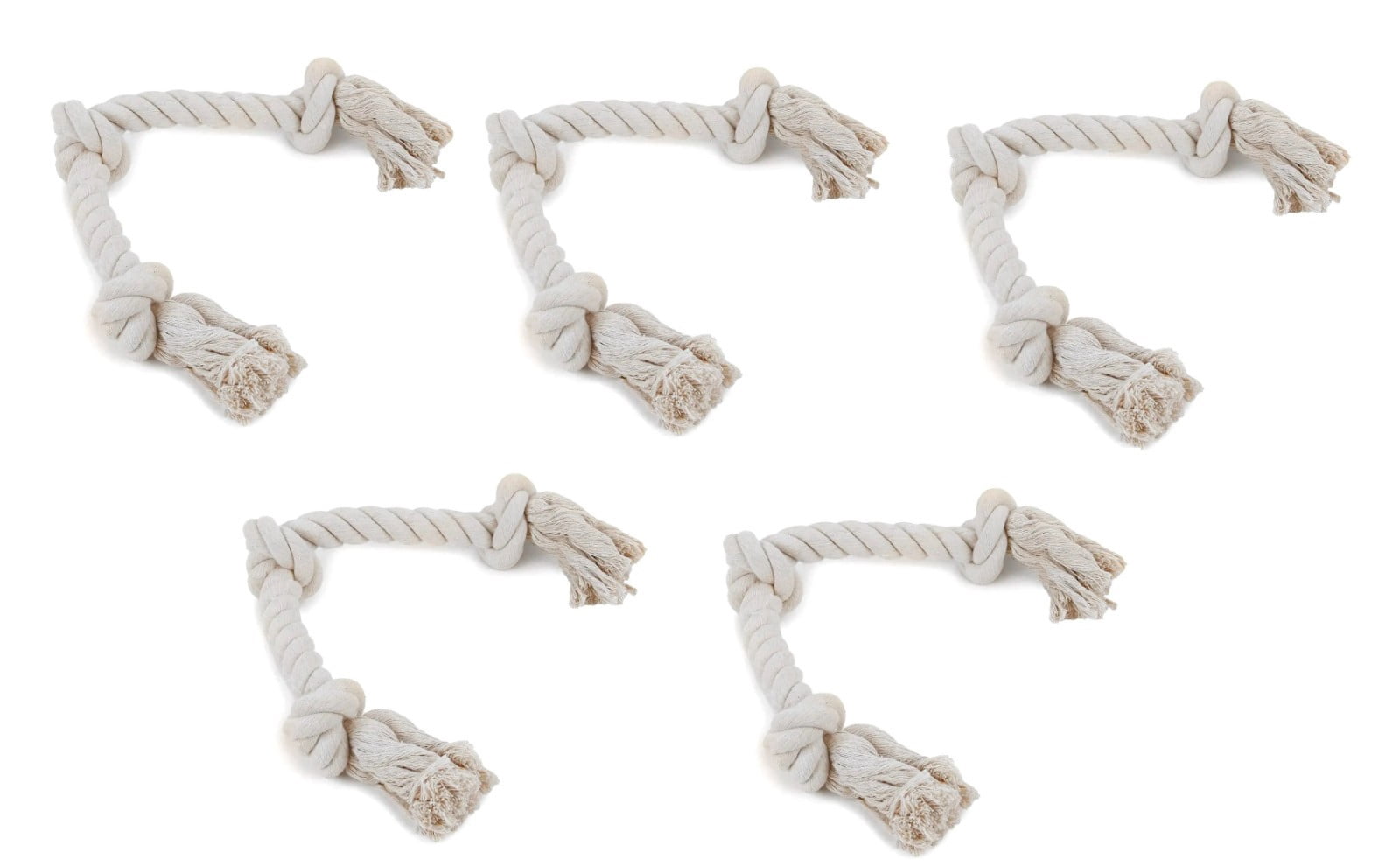 LONG Rope Eco Friendly Dog Tug Toys 21 inches 100% Cotton FUN 3 Knot Interactive (Three Long Rope Toys)