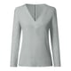 thumbnail image 4 of Puntoco, blusa delgada de manga larga con empalme sólido de encaje para mujer de talla grande, tops con cuello en V, camisa Puntoco Puntoco-6123, 4 of 5