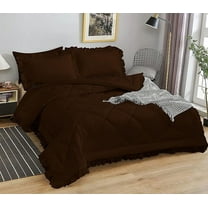 DNG Creations 1 Piece Ruffle Diamond Comforter All Season 550 GSM California King Size - 800 Threads Count, 100% Egyptian Cotton Solid Chocolate Colour
