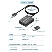 USB to Optical Spdif Audio Adapter, with Spdif Toslink and 3.5mm Out, for PS PC Phone to Speakers