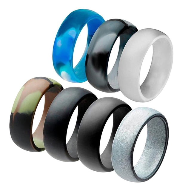 VONKY 7Pcs Premium Silicone Rubber Wedding Party Rings Jewelry Mens 12 No.12