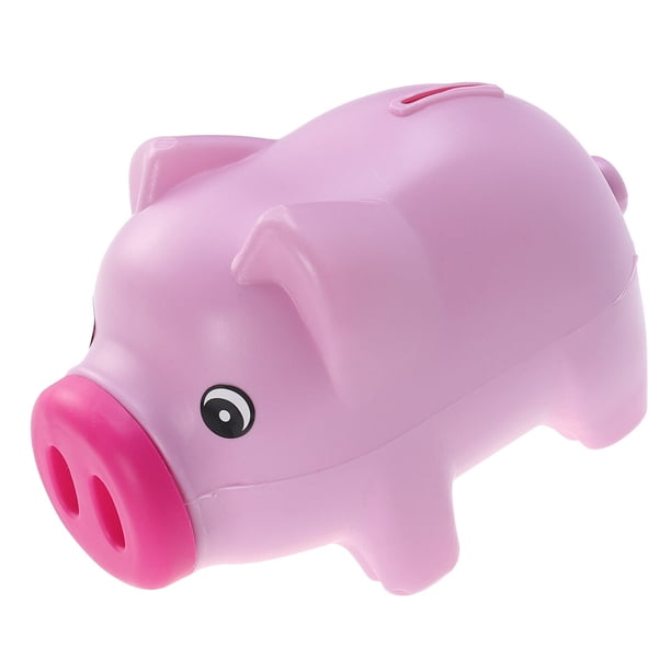 Alcancía de plástico con forma de cerdito, ideal para ahorrar dinero, regalo de cumpleaños y Navidad, decoración para habitación de niños y niñas (rosa y rojo)