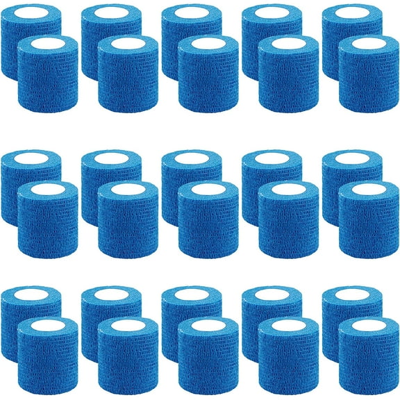 30 Rolls Self Adhesive Bandage Wrap Blue Adhesive Wrap 2 inch Self Adherent Wrap Stretch Bandages Self Stick Bandage Wrap Tape for Wrist Ankle Swelling Sprains (Blue)