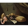 thumbnail image 2 of Baschenis, Evaristo 24x20 Black Ornate Wood Framed with Double Matting Museum Art Print Titled - Lutes and Violin on a Table, 2 of 4