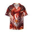 thumbnail image 2 of Lsque Red Leaf Flame Fox print Men's Cuban Collar Short Sleeve Shirt Summer Beachwear Casual Button Down Fashionable Vacation Leisure Shirt-XX-Large, 2 of 7