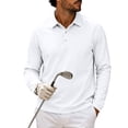thumbnail image 2 of Hngshg Mens Tee Shirts Casual Button Up Collared Pullover Tops Dressy Long Sleeve Solid Color Golf T-Shirts, 2 of 7