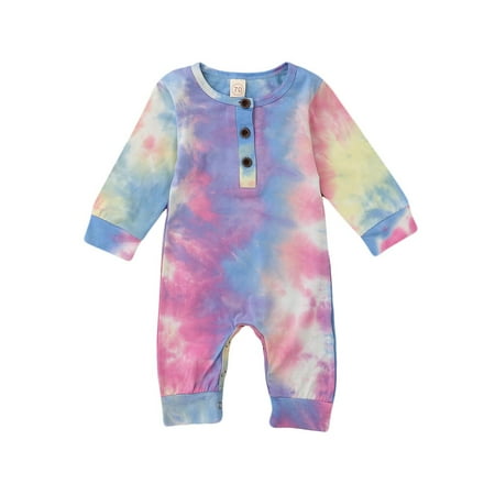 

Herdignity Newborn Infant Boys Girls Tie Dye Print One Piece Long Sleeve Jumpsuit