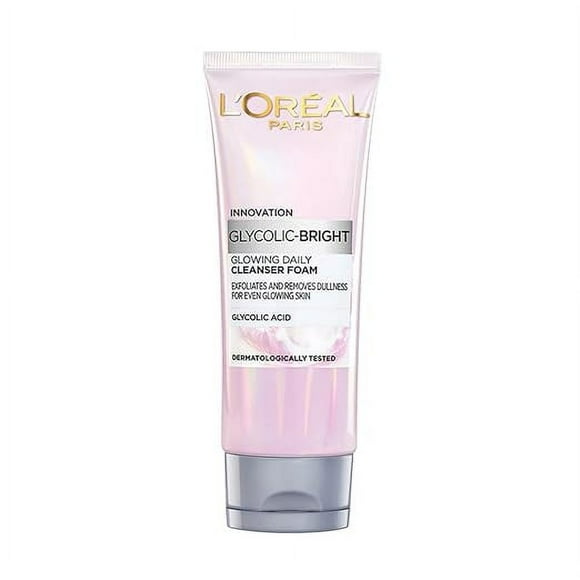L'Oreal Paris Glycolic Bright Daily Foaming Face Cleanser With Glycolic Acid For Dull Skin | 100 ml Each, (Pack of Two)