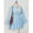 Baby Blue, variant on Womens Baby Blue V-Neck Solid Color Smocked Waist Bell Sleeve Mini Dress