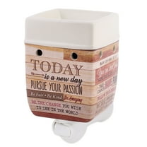 Elanze Designs Today Aspire Change the World Wood Look Stoneware Electric Plug-In Wax Tart Oil Warmer
