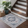 thumbnail image 2 of Roxstand 2'x3' Washable Entryway Rug, Vintage Non Slip Stain Resistant Small Accent Throw Kitchen Rugs, Blue, 2 of 10