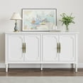 thumbnail image 4 of Superjoe Buffet Sideboard Table Set of 2, 59'' Mid Century Modern Console Table, Media Cabinet with 4 Doors, Accent Cabinet Wood Sideboard, for Entryway, Living Room, Dining Room, White, 4 of 9