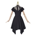 thumbnail image 4 of Women's Black Gothic Dress with Lace Collar, Vintage Asymmetrical Hemline Gothic Style Dress, 4 of 9