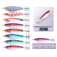 thumbnail image 2 of Cebo de pesca de camarones de madera con vientre redondo de 10 cm y 9,6 g, anzuelo de calamar de 8 colores, 2 of 3