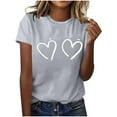 thumbnail image 4 of Posijego Valentine's Day Tops for Women Crew Neck Short Sleeve Heart Graphic T-Shirts Spring Summer Cute Tunic Blouses, 4 of 5
