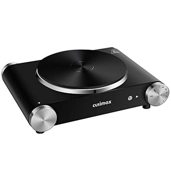 CUSIMAX 1800W Double Hot Plates, Cast Iron hot plates, Electric Cooktop, Hot Plates for Cooking Portable Electric Double Burner, Black Stainless Steel Countertop Burner, Easy to Cl