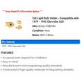 thumbnail image 2 of Tail Light Bulb Holder - Compatible with 1979 - 1995 Chevy G20 1980 1981 1982 1983 1984 1985 1986 1987 1988 1989 1990 1991 1992 1993 1994, 2 of 2