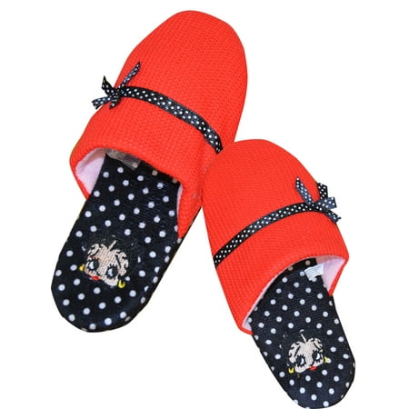 

Snap Apparel Womens Betty Boop Red and Black Polka Dot Scuff Slippers (9/10)