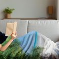 thumbnail image 3 of Ocean Soft Flannel Fleece Throw Blanket, Palm Leaves and Tropical Beach Coastline Seashore Vacation Theme Photo, Cozy Plush for Indoor and Outdoor Use, 70" x 90", Green Sky Blue White, by Ambesonne, 3 of 5