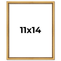 11x14 Frame Beaded Gold Solid Wood Picture Frame | 0.75 Inches Moulding Width | Liscio Oro