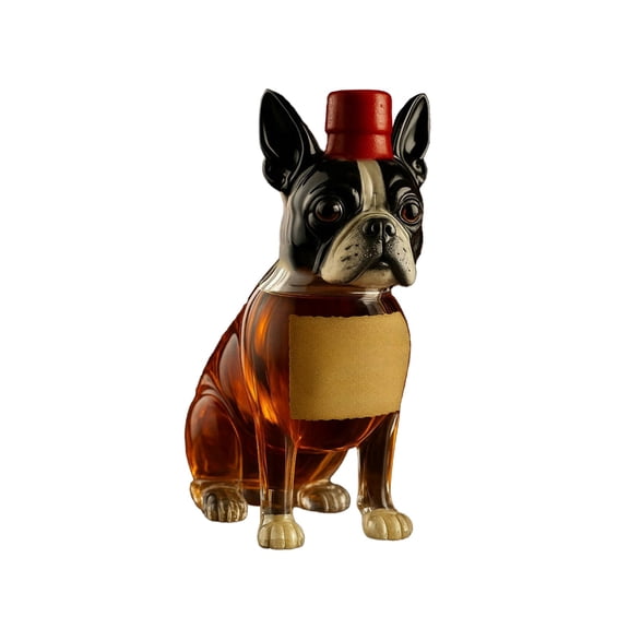 Deeceymbur Whiskey Decanter Painted Face Dog Shape Glass Bottle Unique Design for Home Bar and Gifting