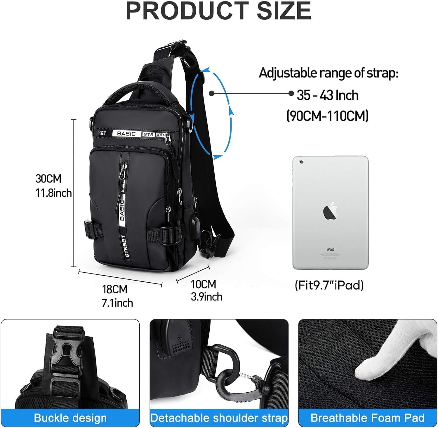 Mini Sling Bag for Men Women - Lightweight Crossbody Backpack, Multipurpose Shoulder Bag, Small Compact Chest Daypack for Travel Hiking Gym Sport Blue