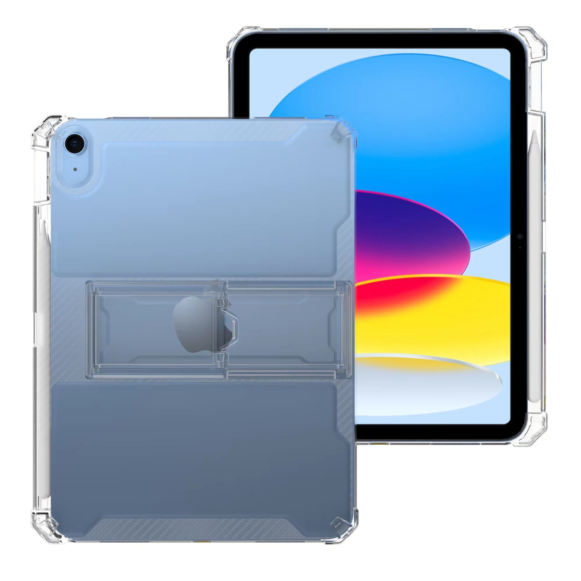 Allytech TPU Case for Apple iPad 9.7" 6th/5th 2018/2017 with Pencil Holder, Crystal Clear Kickstand Anti-Drop & Anti-Yellowing Shockproof Protective Durable Case, Also Fit Air 2/1 - Clear