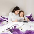 thumbnail image 4 of Manfei Luxury Abstract Fluid Twin Comforter Sets, Marble Swirl Bedding Set, Purple White Gold, Reversible 2 Pieces, 1 Comforter and 1 Pillowcase, 4 of 6