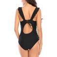 thumbnail image 4 of xiaxaixu Women One Piece Swimsuit Deep V Neck Ruffle Trim Monokini Swimwear, 4 of 4