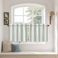 thumbnail image 3 of Green Stripe Tier Curtains, Modern Farmhouse Geometric Striped Light Filtering Kitchen Curtains, 2Pcs Rod Pocket Half Window Treatments Panels for Sink Cafe Cabinet Camper 27.5x24 Inches, 3 of 9
