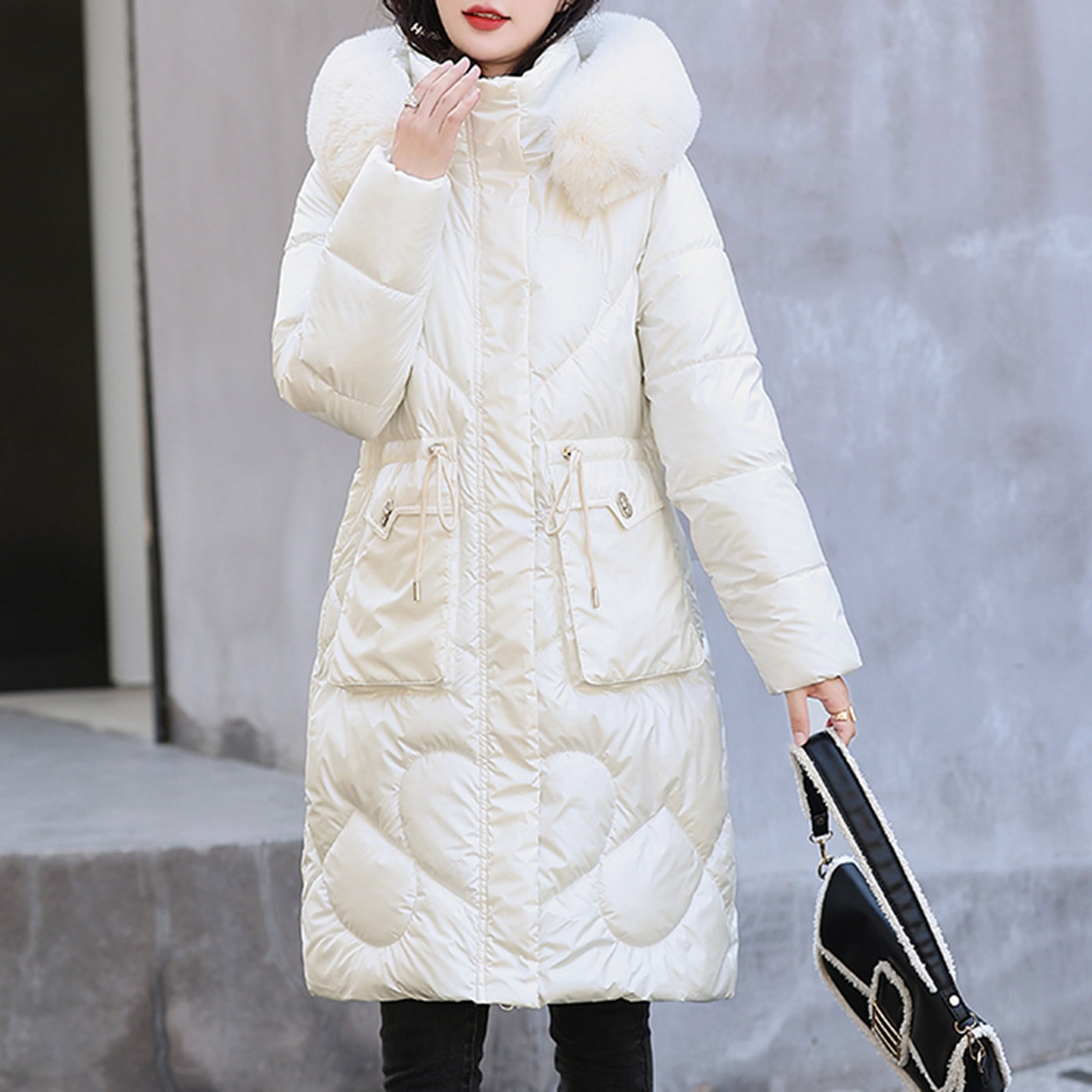 Long Winter Coats for Women Womens Fashion Glossy Long Cotton