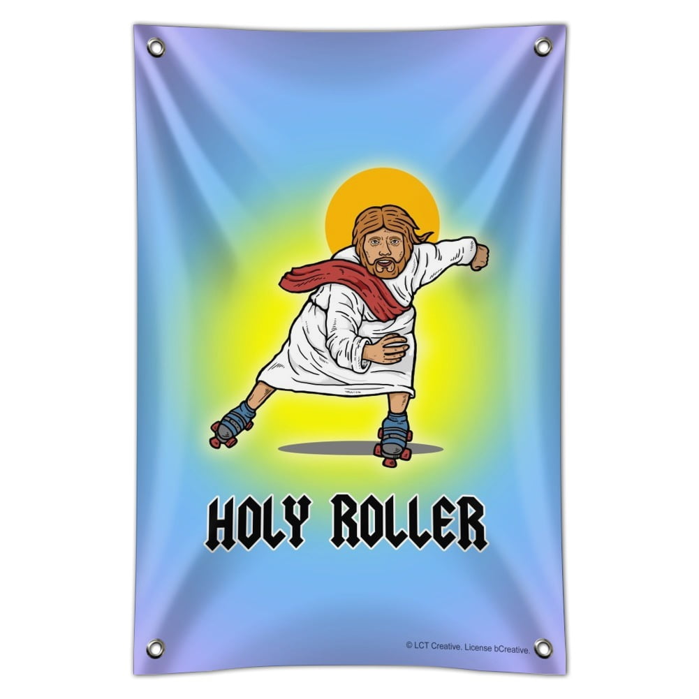 Holy Roller Jesus Roller Skating Funny Humor Home Business Office Sign