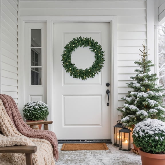 Northlight 36" Prelit LED Lights Buffalo Fir Artificial Christmas Wreath - Warm White Lights