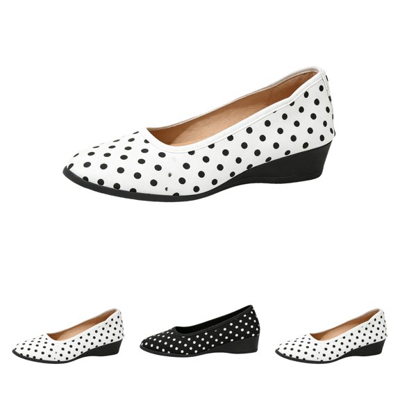 Domzle Women Ballet Flats Comfort Work Shoes Wide Width,omfort,Casual Shoes,Office,Light Weight,Low Heel,Summer Fall ,Slip On White -BD56