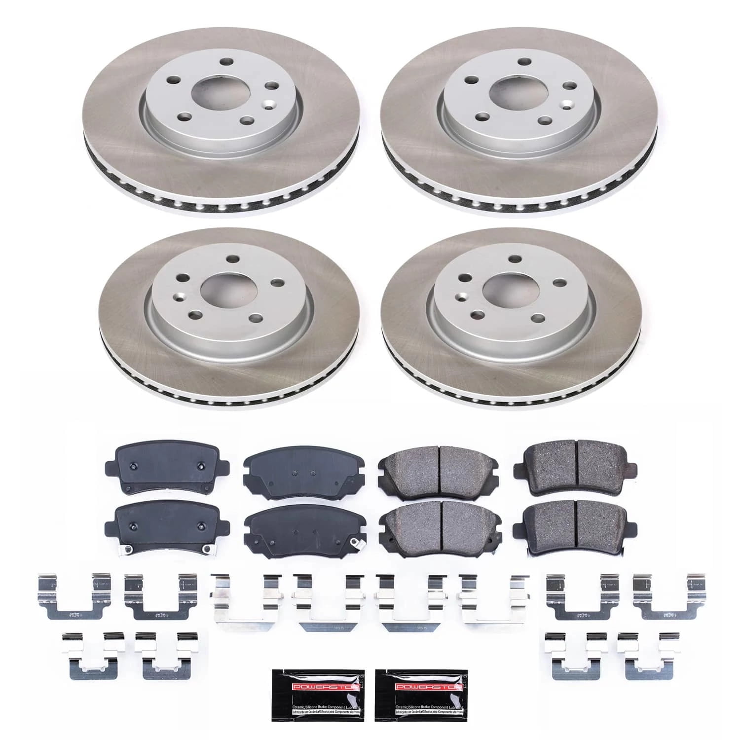 PowerStop Front and Rear Semi-Coated Rotor and Low-Dust Ceramic Brake Pad Kit SC5515