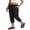 Black, variant on Women's Jogger Capris Solid Color Drawstring Elastic Waist Cropped Pants