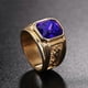 thumbnail image 1 of Anillo de acero inoxidable Shaofei con diseño cuadrado piedra negra y roja estilo punk retro dorado, 1 of 5