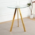 thumbnail image 3 of Modern Glass dining table, Clear Bar Table with Metal Legs, Round Tempered Glass Side Table with 31.5 Inch Table Top for Kitchen/Dining Room/Living Room, Gold, 3 of 9