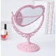 thumbnail image 5 of 1 espejo cosmético simple y encantador en forma de corazón, espejo de tocador giratorio de plástico de doble cara, espejo liviano, espejo para baño y dormitorio, 5 of 7