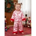 thumbnail image 6 of RUINIXCW Kids Toddler Baby Girl Christmas Silk Stain Pajamas Set Spring Fall Winter PJS Sleepwear Long Sleeve Button Down Collar Shirt Tops Pants Set, 6 of 10