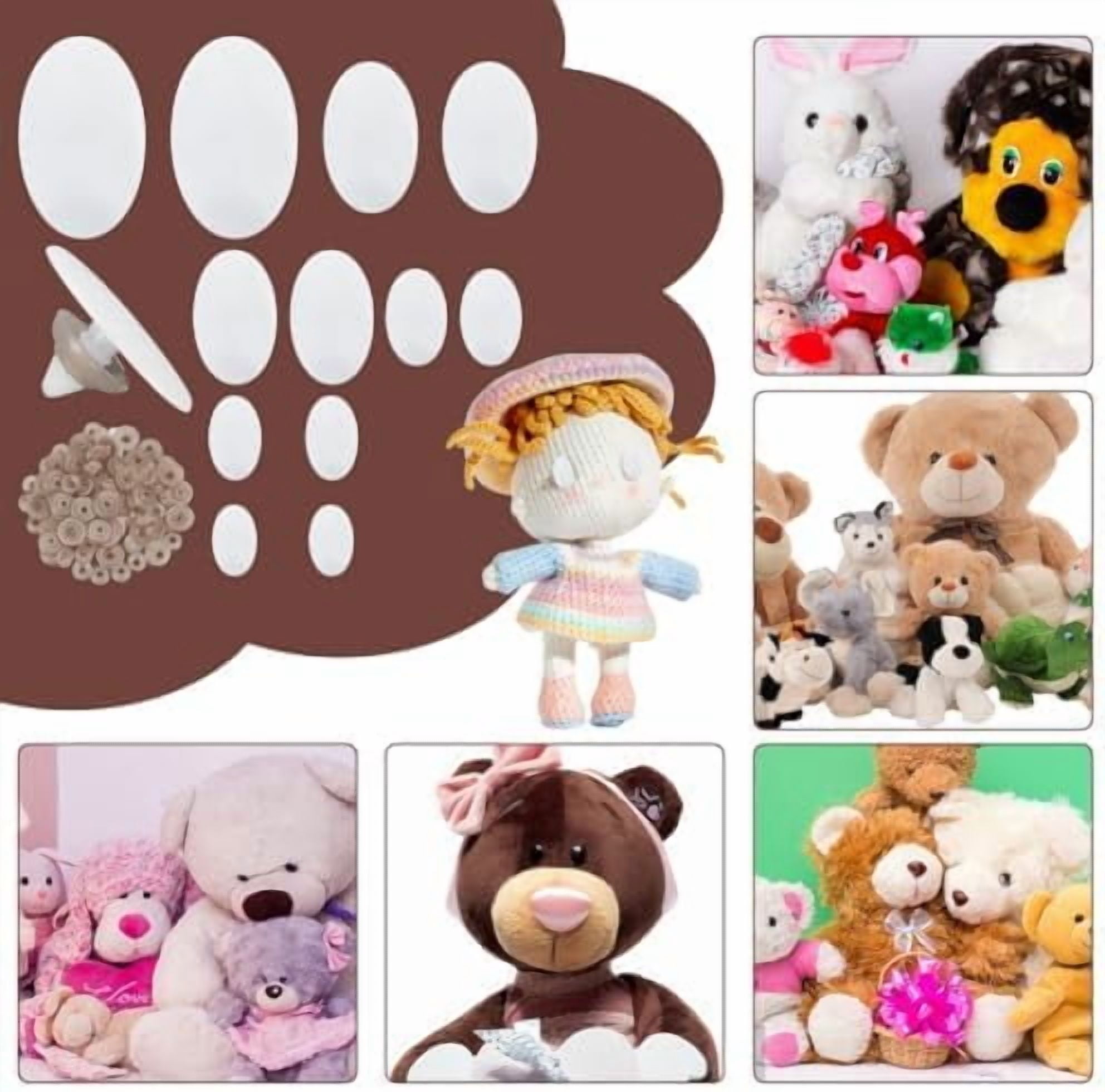 6 Styles White Safety Eyes 120PCS Oval Plastic Safety Eyes Craft Stuffed Animal Eyes with Washers for Crochet Plush Animal Amigurumi Puppet Teddy Bear Needle Felting Crafts Eyes 1set DIY