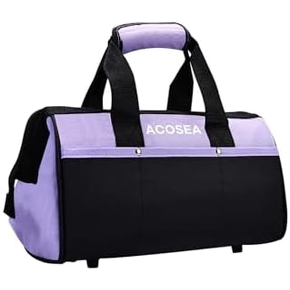 Purple Tool Bag,13 Inch Wide Mouth Open Tool Organizer with 12 Storage Pockets (Purple)
