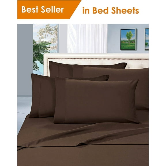Elegant Comfort® 1500 Series Egyptian Quality Microfiber Deep Pocket Bedroom Sheet Set, Twin Chocolate Brown
