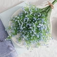 thumbnail image 2 of 10 Pcs Artificial Fake Babys Breath Gypsophila Silk Flowers Bouquet with Silk Ribbon Home Wedding Party Home Decor, Blue, 2 of 6