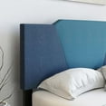 thumbnail image 3 of Skyline Decor Upholstered Geometric Ocean and Medium Blue Linen Platform Bed Frame, Queen, 3 of 5